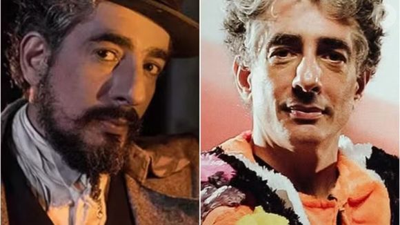 Michel Melamed em 'Além do Tempo' (Globo, 2015), como Ariel, e com visual atual, aos 50 anos