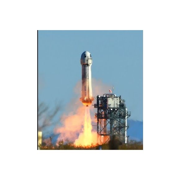 O foguete New Shepard ultrapassou a linha de Kármán, a 100 km da Terra, marcando o primeiro voo espacial totalmente feminino da Blue Origin.