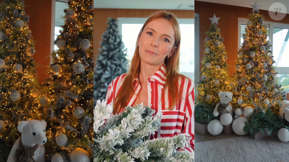 Fran Justus, nora de Roberto Justus, fez uma decoração minimalista e rústica. Com dois pinheiros iluminados, usou apenas bolinhas brancas personalizadas, ursos polares e pisca-pisca para compor o ambiente com delicadeza