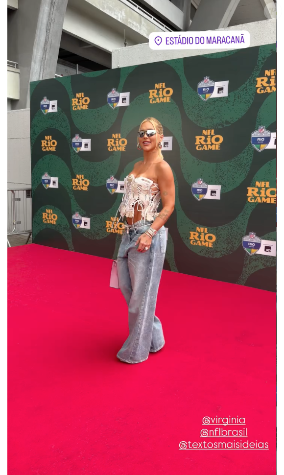 Virgínia Fonseca esteve presente no Maracanã no último domingo (28) para prestigiar um jogo da NFL no Brasil