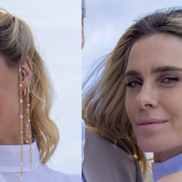 Earcuff usada por Leila (Carolina Dieckmann) em casamento combina correntes e pérolas