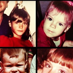 Montagem de fotos da atriz Carolina Dieckmann na infância, em diversos anos.