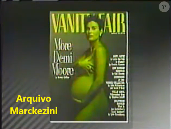 Capa da Vanity Fair (1991): Grávida de sete meses, ela posou nua para a fotógrafa Annie Leibovitz, a imagem chocou o público na época, mas se tornou um marco histórico