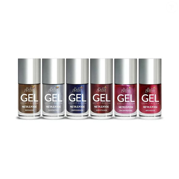 Kit 6 Esmaltes Metalicos Bella Brazil Efeito Gel