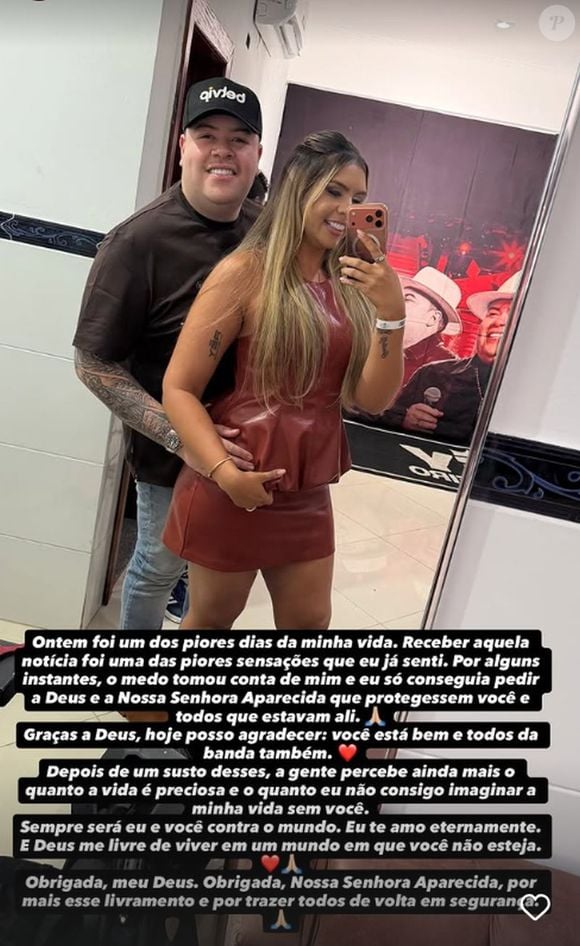 Esposa de Rey Vaqueiro, Thaynan Farias lamentou o acidente com o artista