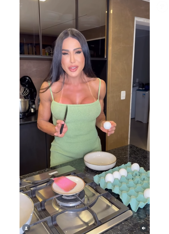 Receita do salgado de Gracyanne Barbosa vai frango, queijo, suco de laranja, verduras e legumes