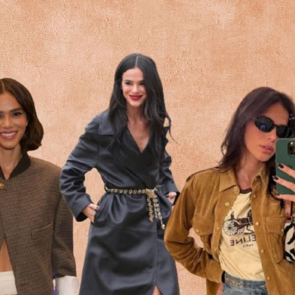 Atriz Bruna Marquezine usa diversas tendências de moda em seu estilo versátil e cheio de personalidade. Peças em couro, roupas em tonalidades terrosas, jeans e tênis são boas alternativas para usar agora no Outono 2026