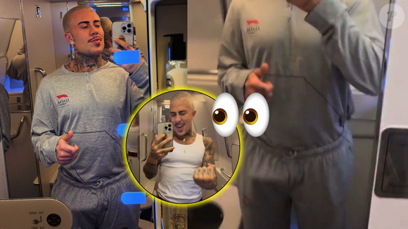 EITA! Volume na calça de moletom de MC Daniel em banheiro de avião chama atenção, mas web repudia e acusa cantor: 'Batendo uma'