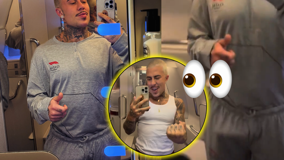 EITA! Volume na calça de moletom de MC Daniel em banheiro de avião chama atenção, mas web repudia e acusa cantor: 'Batendo uma'