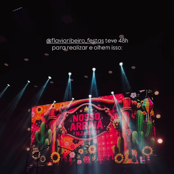 Arraiá de Bruna Biancardi e Neymar teve palco com painel de LED e show ao vivo