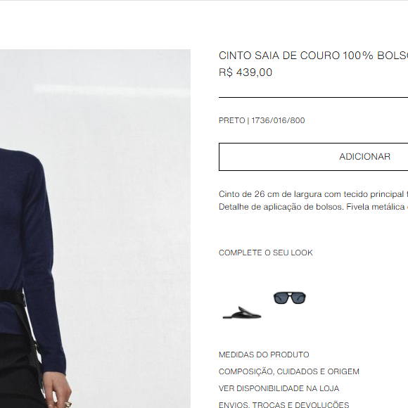 Rafaella Justus usou um cinto-saia da Zara, disponível por R$ 439,00 no site oficial da grife