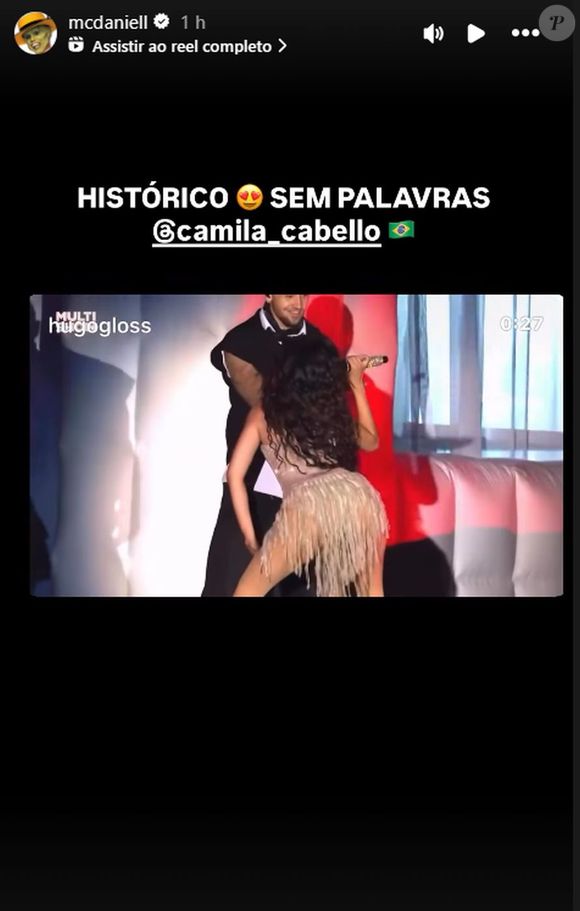 Mc Daniel afirmou que ter sua música dançada por Camila Cabello foi histórico