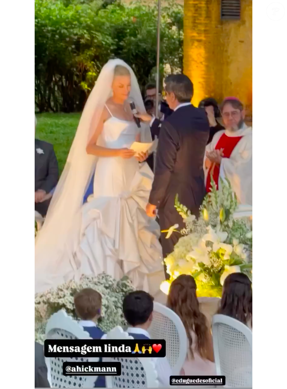 Ana Hickmann ainda lembrou o fato de ter sido ela a dar o primeiro beijo em Edu Guedes