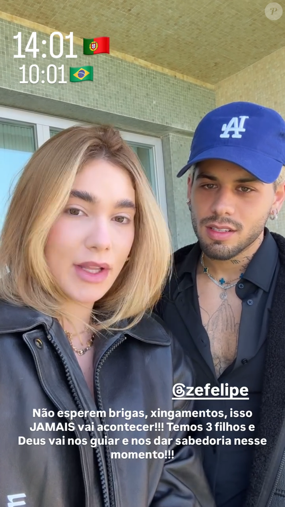 Virginia Fonseca e Zé Felipe desejam manter o clima pacífico após a separação, conforme já expuseram na web.