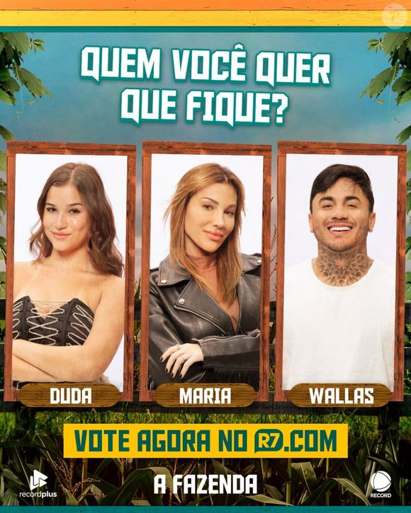 Duda, Maria e Wallas se enfrentam na Roça de A Fazenda 17