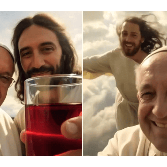 Viral no TikTok: Papa e Jesus voam sobre as nuvens em vídeo criado por IA que ultrapassa 13 milhões de views