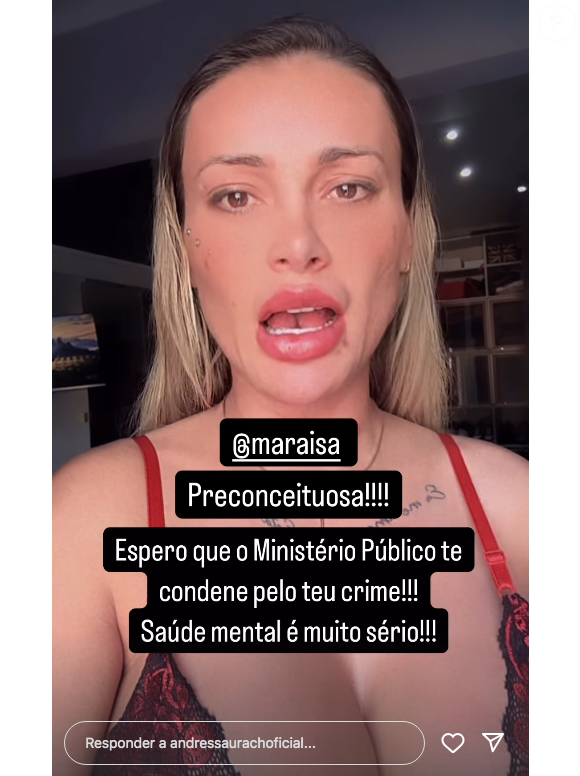 Diagnosticada com borderline, Andressa Urach revelou que irá denunciá-la, assim como outras pessoas com o transtorno, ao Ministério Público