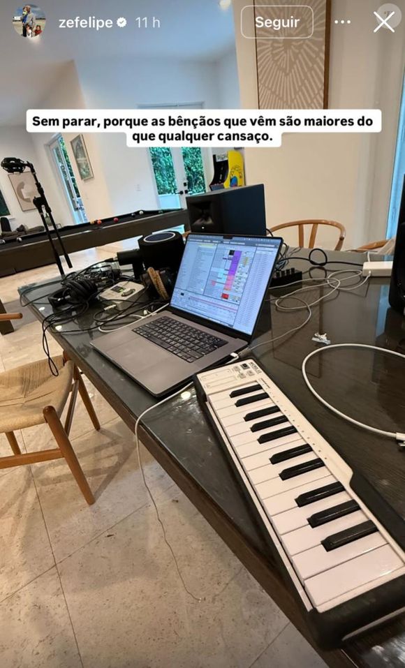 Zé Felipe fez uma postagem em seu story do Instagram, nesta quinta-feira (31), considerada por muitos de caráter enigmático. Ele escreveu: 'Sem parar, porque as bênçãos que vêm são maiores que qualquer cansaço'.