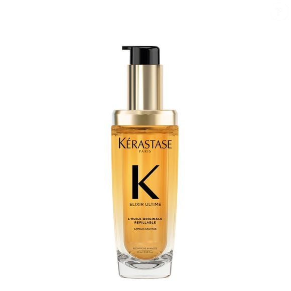 O sérum Elixir Ultime L’Huile Originale, de Kérastase, usado no cabelo de Bruna Marquezine, proporciona brilho intenso e proteção térmica de até 230 °C, se costuma usar secador ou chapinha
