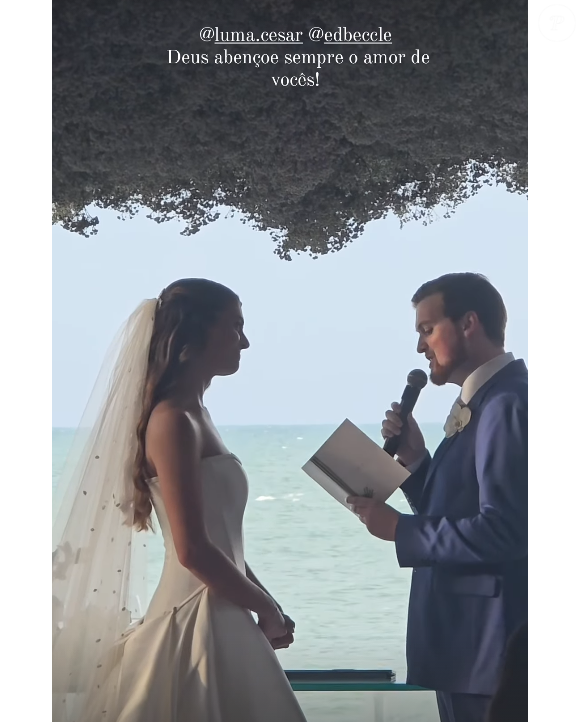 Nas redes sociais, amigos e familiares divulgaram imagens do casamento à beira-mar de Luma César e Ed Beccle