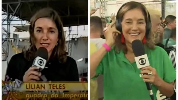 Lília Teles na quadra da Imperatriz Leopoldinense em 2001 e 2023, dois últimos títulos da escola.