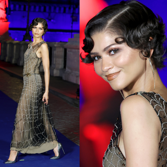 Zendaya transforma teia de aranha em luxo com vestido de cristais da Giorgio Armani na première de 'Homem-Aranha: Um Novo Dia' em Roma