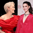 Miranda Priestly se aposentou? Anne Hathaway encarna o 'Diabo' em look vermelho-sangue da Valentino, e colar Bvlgari de safira com mais de 26 quilates rouba a cena
