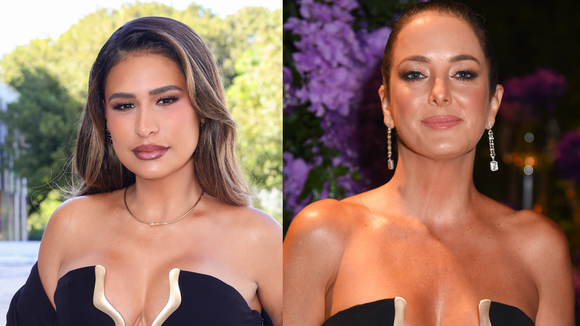 Quem vestiu melhor? Ticiane Pinheiro repete vestido com decote profundo usado por Simone Mendes no Grammy Latino. Veja fotos!
