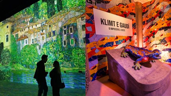 A exposição conecta o universo de Gustav Klimt com a arquitetura orgânica e revolucionária de Antoni Gaudí, dois dos maiores nomes das artes do fim do século XIX e início do século XX