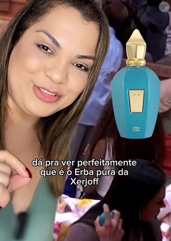 De acordo com a influenciadora Franciele dos Santos do perfil 'Franshishito' no Tiktok, o perfume usado por Gracyanne Barbosa no 'BBB 25' é o Erba Pura da Xerjoff.