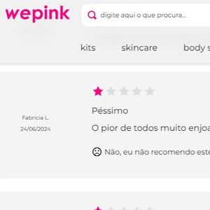No site da WePink, as avaliações são bastante negativas para o body splash de waffle