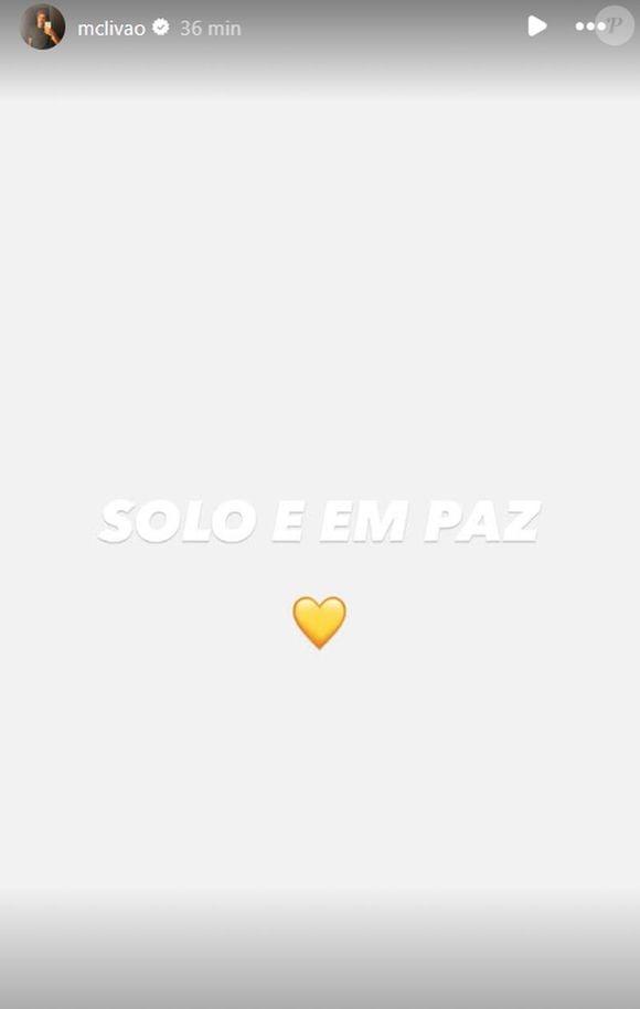 Mas neste domingo, 7 de junho de 2026, Mc Livinho afirmou estar 'sozinho e em paz'