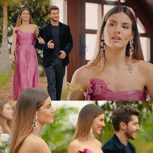 Camila Queiroz brilhou como uma verdadeira inspiração de madrinha de casamento no reality. A apresentadora escolheu um vestido rosa metalizado de um ombro só da MARIA LUCIA HOHAN