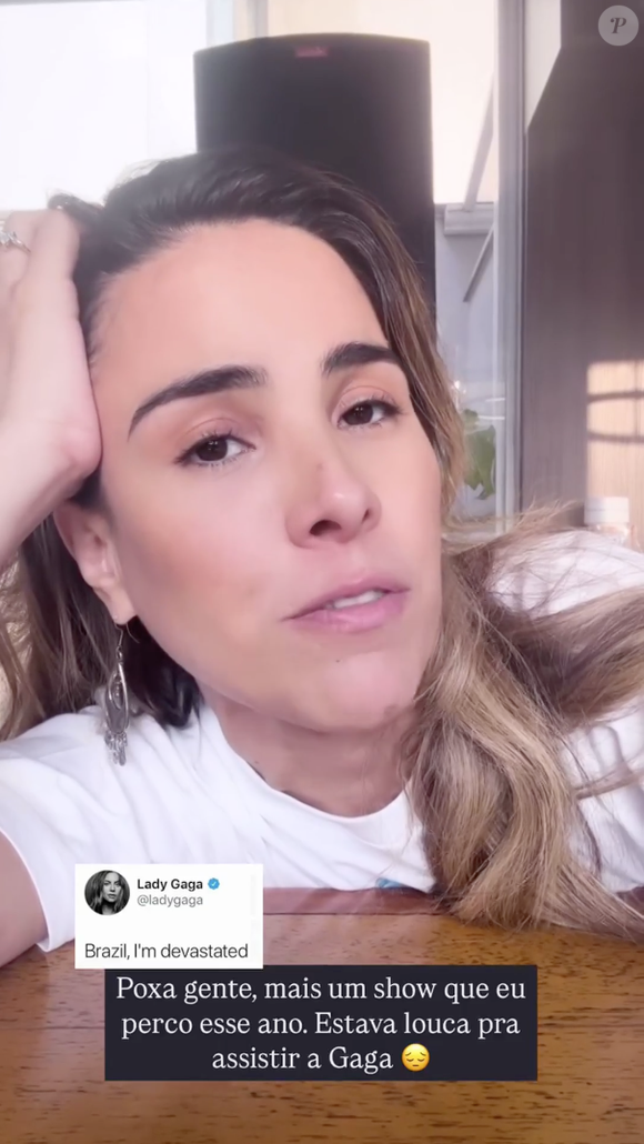 "Estou devastada, mas vou ficar bem. Mais um show que eu perco esse ano. Estava louca para assistir a Gaga", disse Wanessa