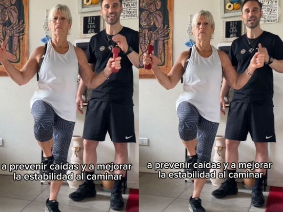 O segundo é um exercício de equilíbrio onde, em apenas uma perna, você passara o haltere de uma mão para outra