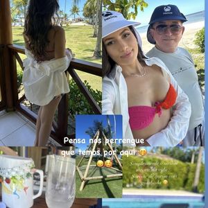 Amado Batista e a nova mulher, Calita Franciele, escolheram um ecoresort de luxo na Bahia para curtir a lua de mel