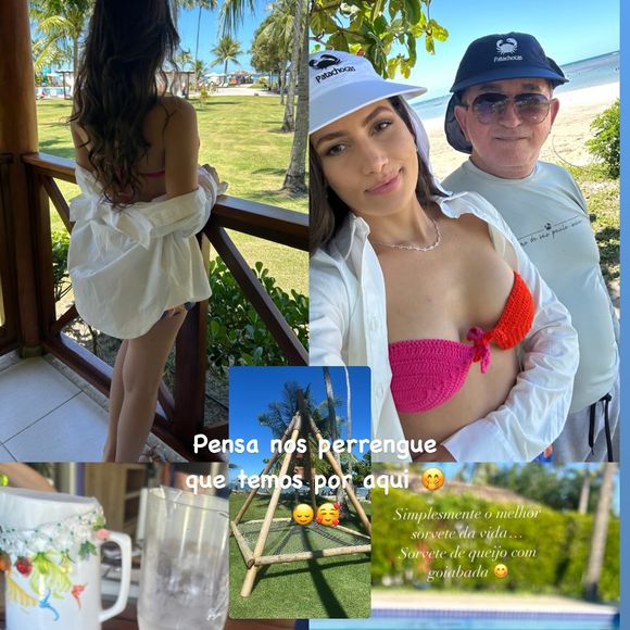 Casados, Amado Batista e Calita Franciele estão curtindo a lua de mel em um resort na Bahia