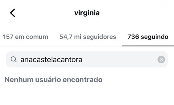 Virgínia Fonseca já não seguia Ana Castela no Instagram