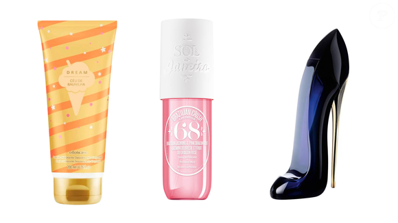 A mistura sensual inspirada em Good Girl: Hidratante: Dream Céu de Baunilha (O Boticário) 200ml | R$47,90 + Body splash: Cheirosa '68 (Sol de Janeiro) 90ml | R$199,00