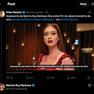 Marina Ruy Barbosa começou pedindo para ele não publicar notícias tendenciosas, mas o jornalista acabou respondendo
