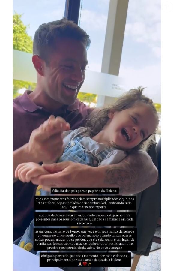 Rafael Cardoso foi exaltado por ex enquanto pai de Helena: 'Dedicação, amor, cuidado e apoio'