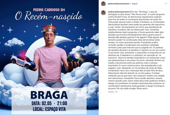 Pedro Cardoso falou de religião e política em 1º post após acusações de Guta Stresser: 'Condenaram Jesus com a desculpa dele se dizer filho de Deus. Debocharam dele lhe dizendo ser rei dos judeus'