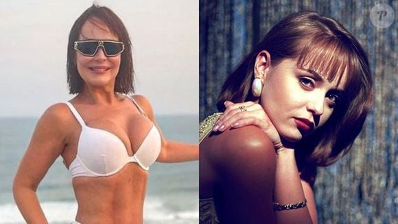 Gaby Spanic chama atenção com o corpo em fotos na praia