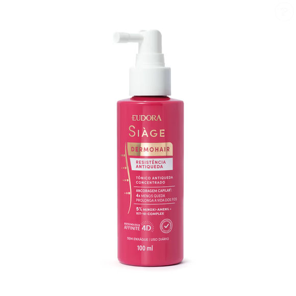 Eudora Tônico Concentrado Siàge Dermo Hair Resistência Antiqueda 100ml | R$ 92,99 - tônico voltado para fortalecimento desde a raiz, com ação na redução da queda e estímulo ao crescimento