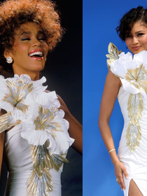 Zendaya revive vestido que marcou Whitney Houston em 1987 e virou figurino clássico de Carrie Bradshaw em ‘Sex and the City’; veja 15 fotos