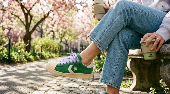 Diferente do tradicional All Star, o 1908 Pro Leather aposta em bico mais amplo, cadarços grossos, passadores maiores e estrela em relevo na biqueira