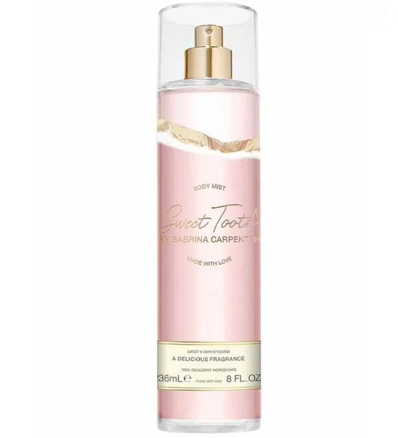 O body splash Sweet Tooth da Sabrina Carpenter está disponível na volumetria de 236ml, custando apenas 129,00.