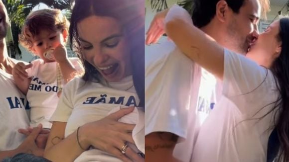 Mãe de 3! Sthefany Brito ganha beijo na barriga de grávida do filho mais velho e entrega sexo do bebê: 'Coração transbordando de amor'