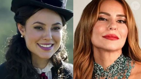 Paolla Oliveira com o batom roxo que fez sucesso da vilã Melissa, em 'Além do Tempo'