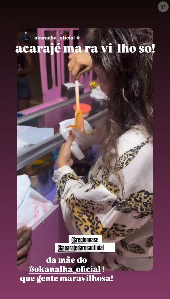 Regina Casé provou o acarajé da mãe de O Kannalha